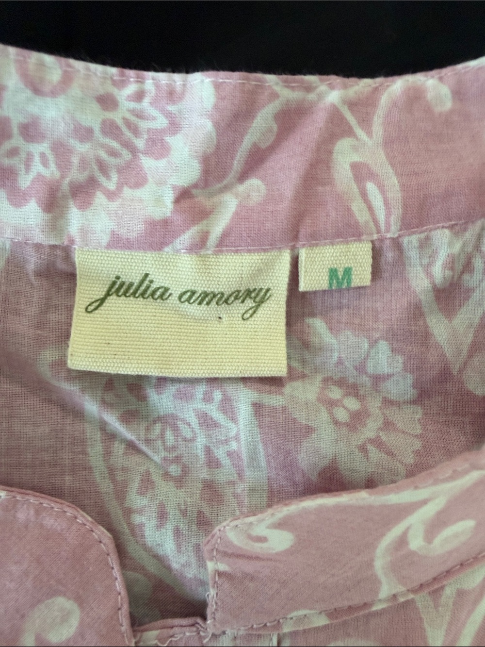 Julia Amory Pink and White Majorelle Caftan Paisley Maxi Dress.  Sz M - Picture 11 of 12